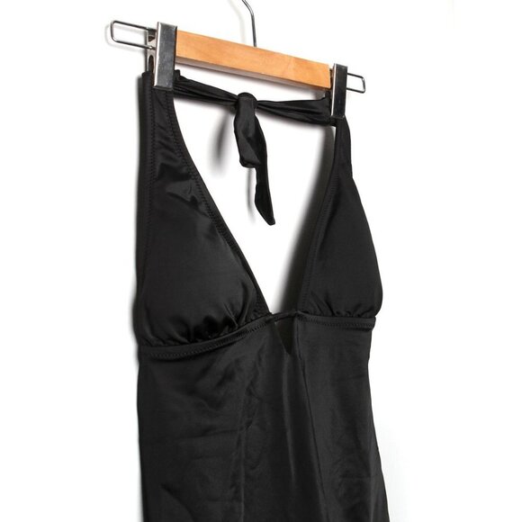 PHAX Halter Tankini Swimsuit Bikini Top Tie V-Neck Stretch Black NEW - Picture 3 of 8